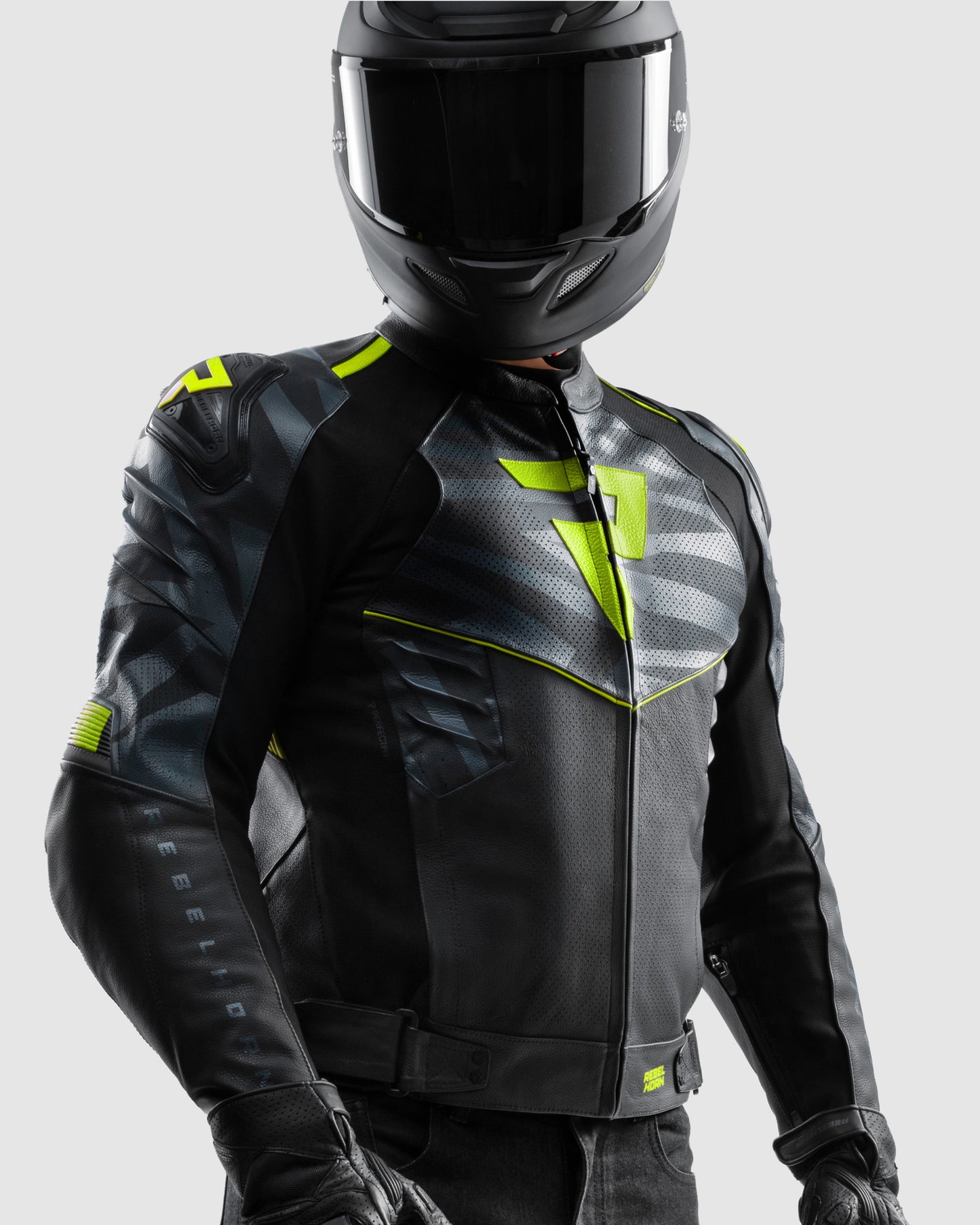 Vandal 2 Veste Moto Cuir Jaune Fluo