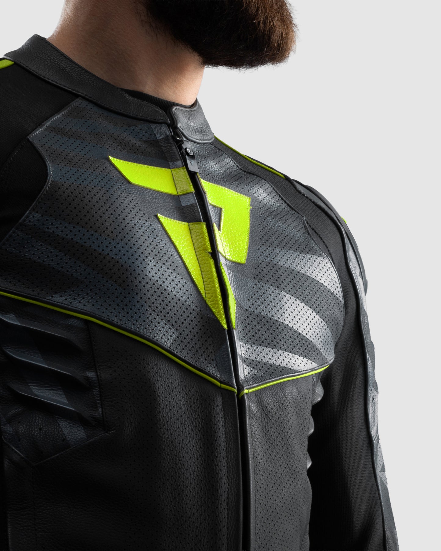 Vandal 2 Veste Moto Cuir Jaune Fluo