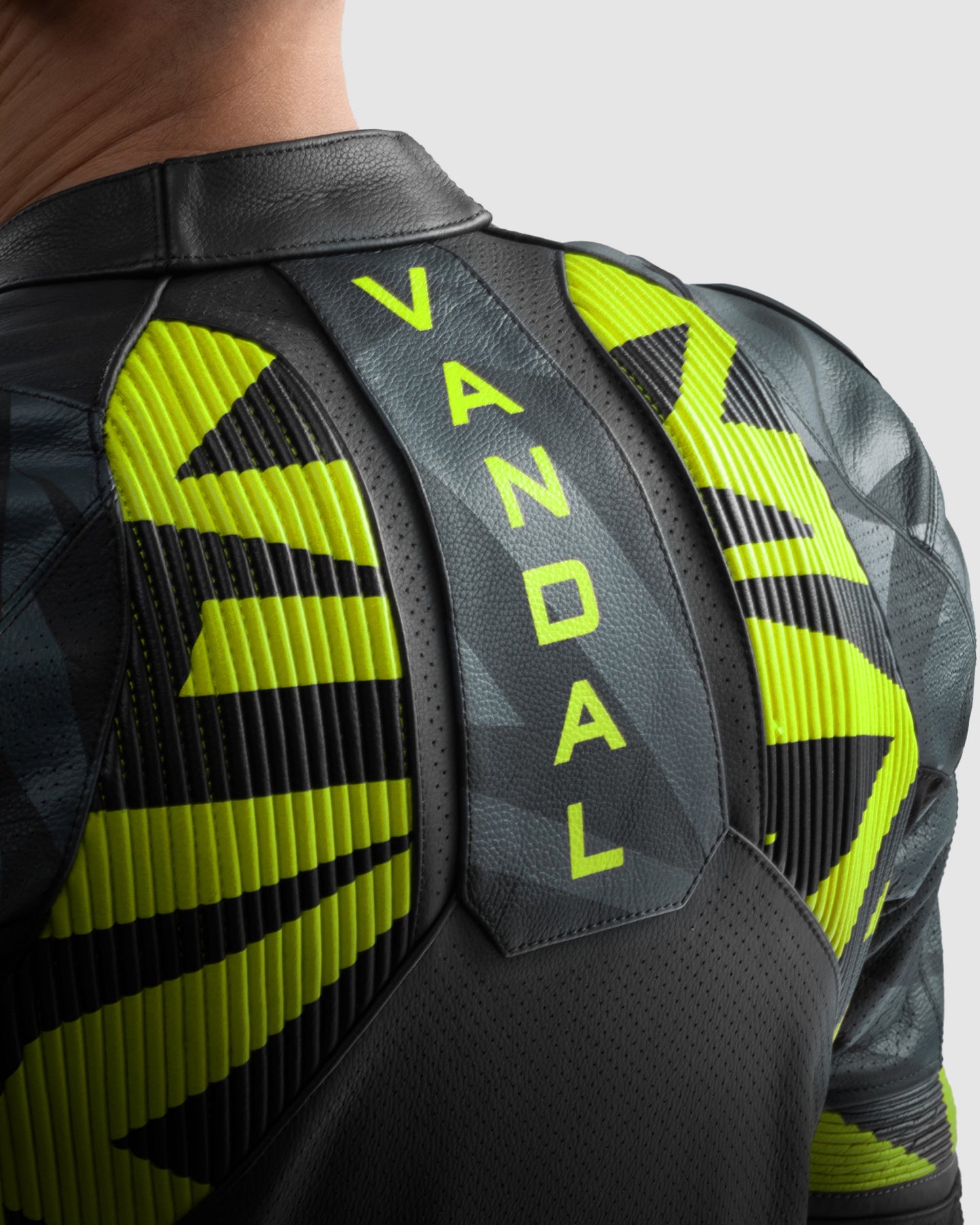 Vandal 2 Veste Moto Cuir Jaune Fluo