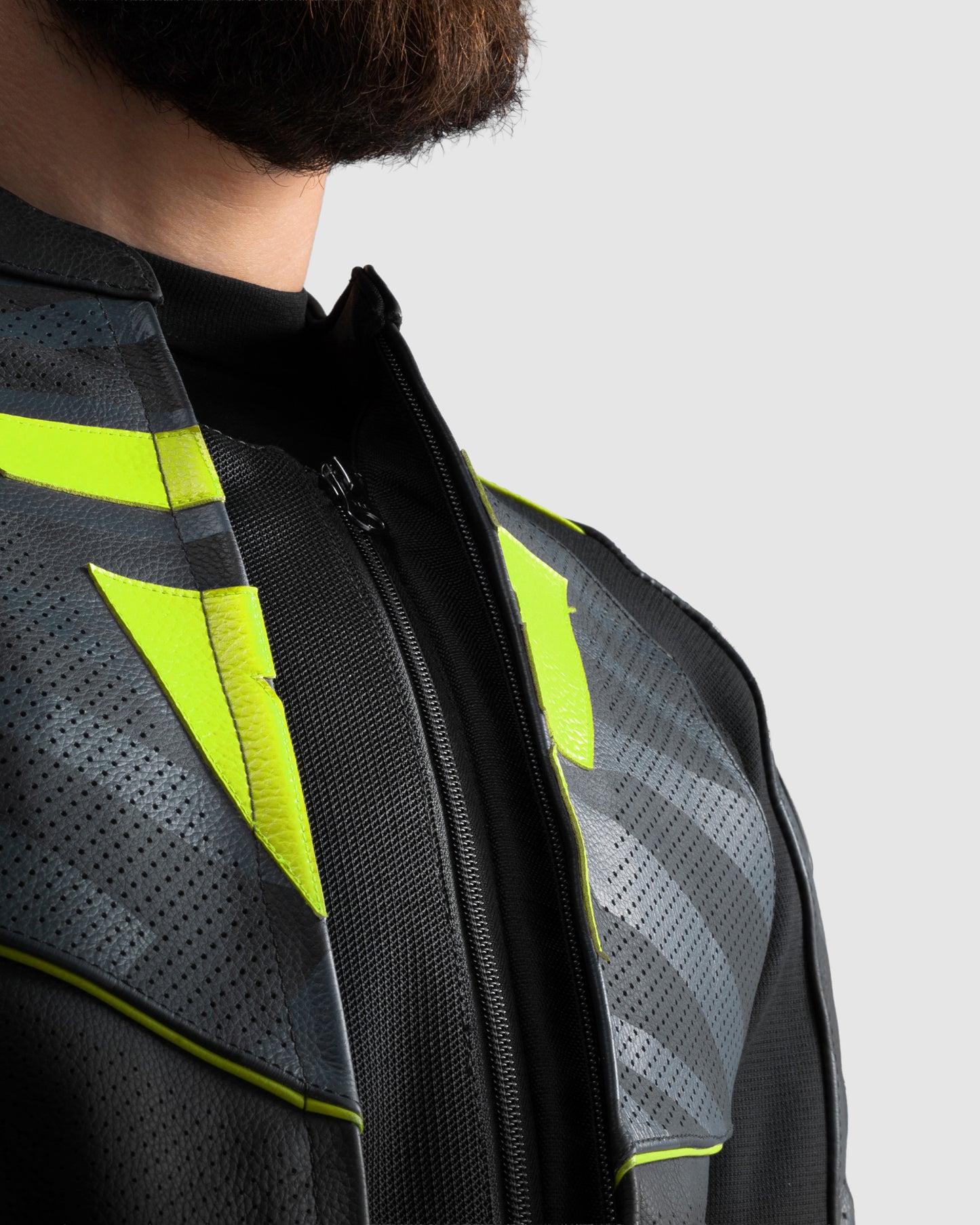 Vandal 2 Veste Moto Cuir Jaune Fluo
