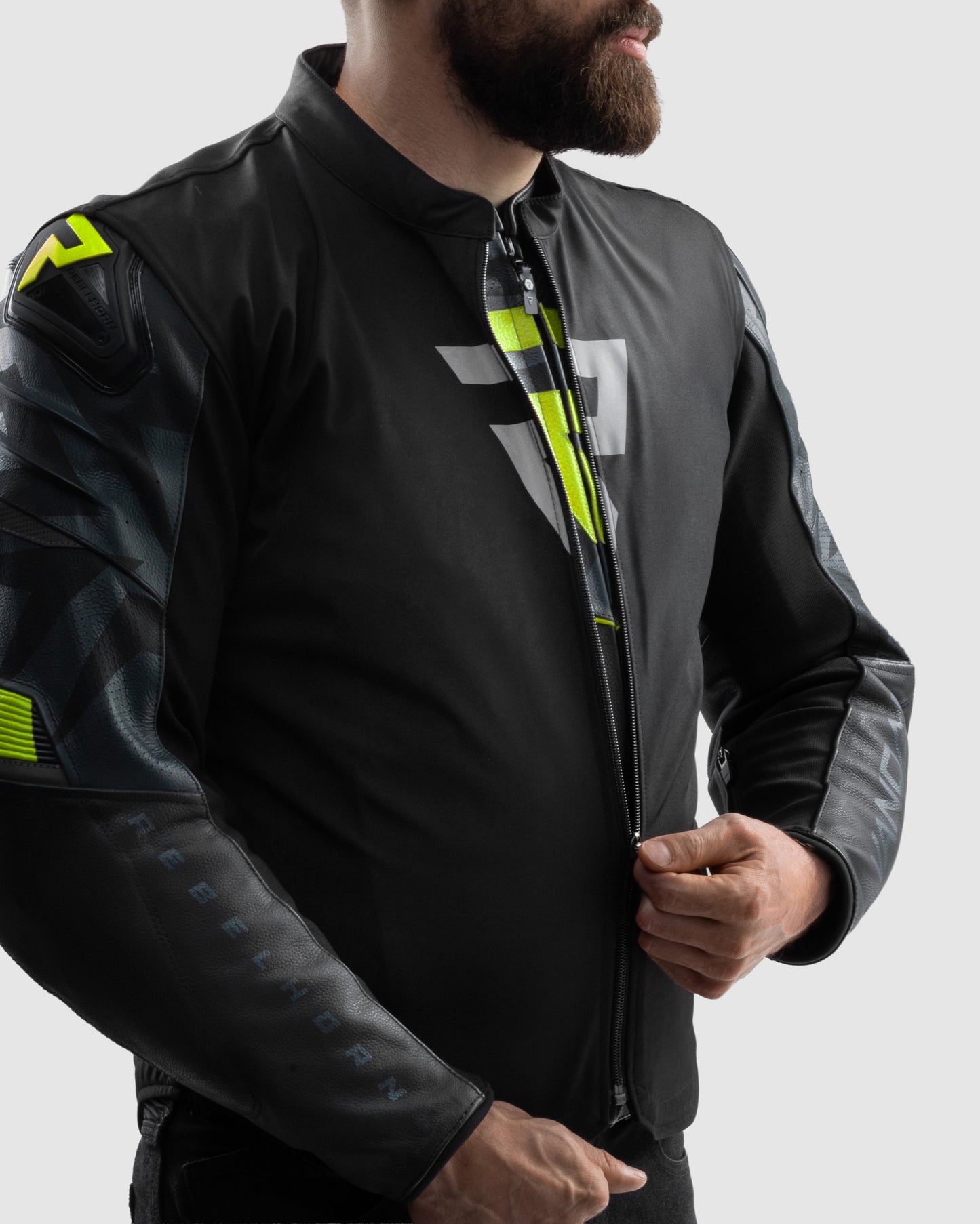 Vandal 2 Veste Moto Cuir Jaune Fluo