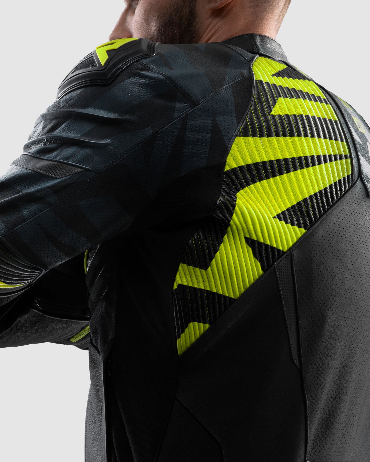Vandal 2 Veste Moto Cuir Jaune Fluo