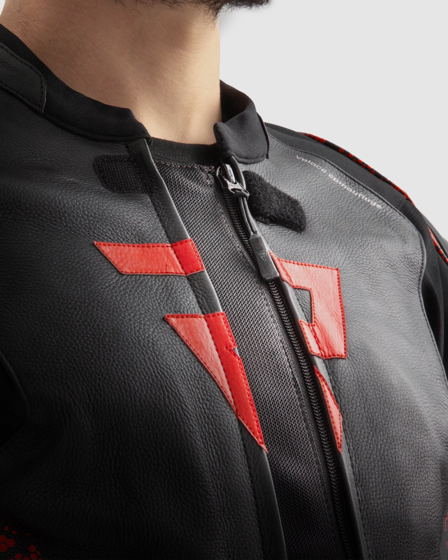 Veloce Blouson Moto Cuir Camo Rouge