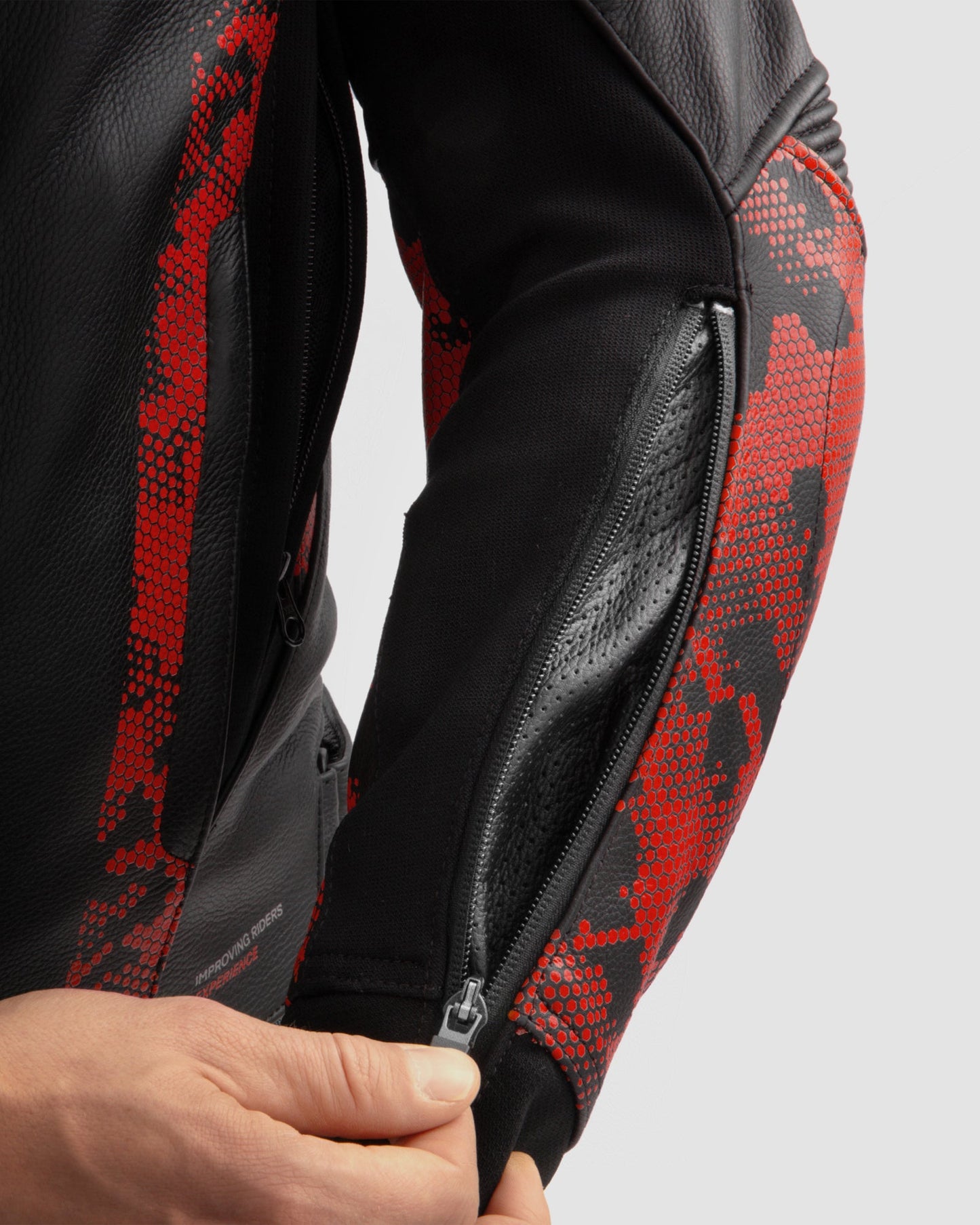 Veloce Blouson Moto Cuir Camo Rouge