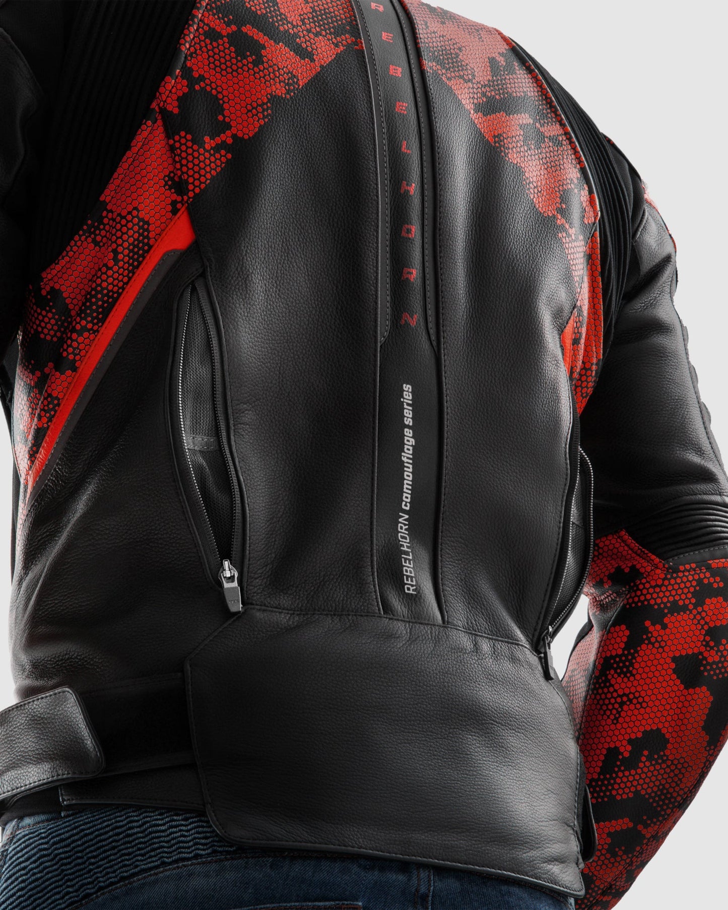 Veloce Blouson Moto Cuir Camo Rouge