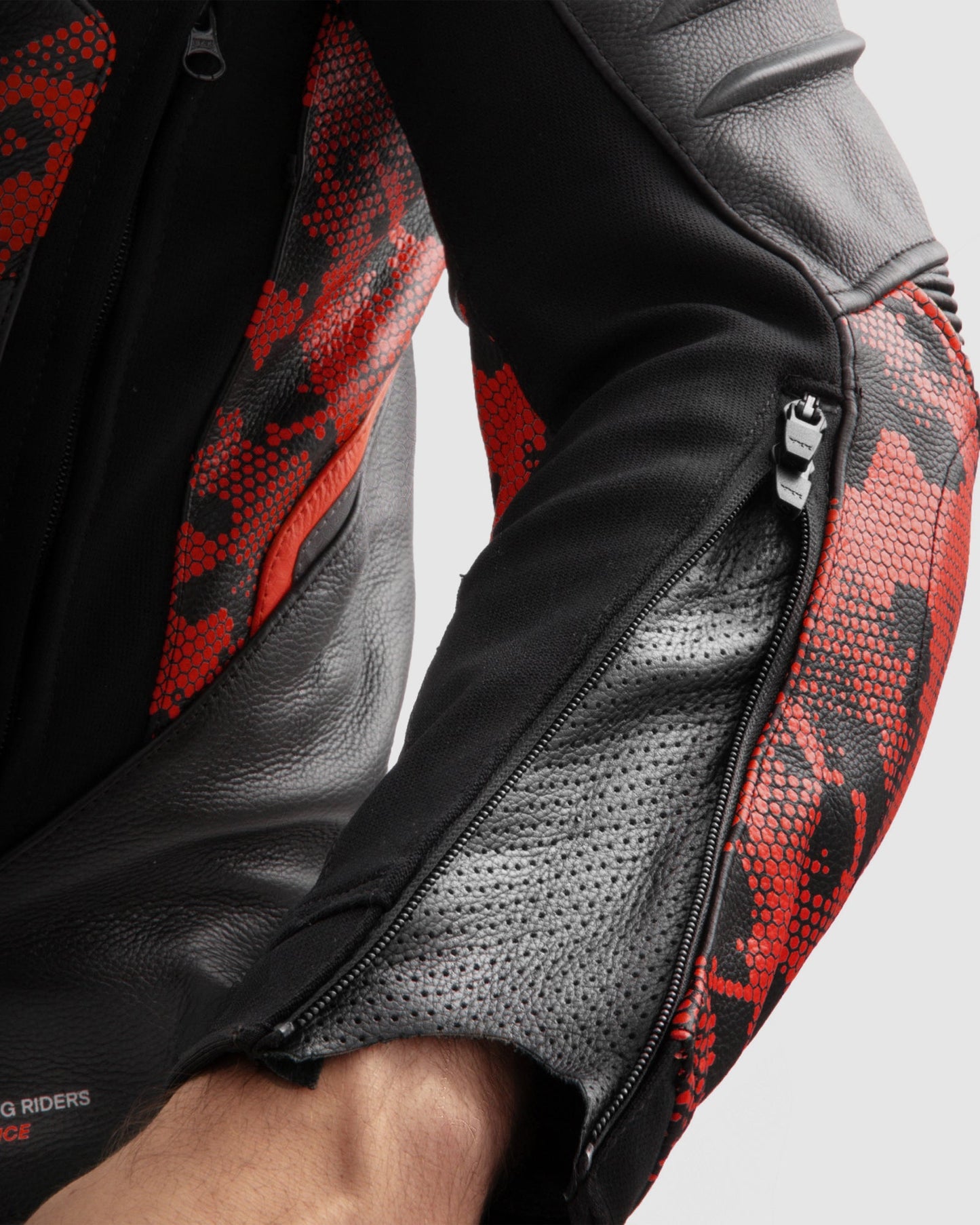 Veloce Blouson Moto Cuir Camo Rouge