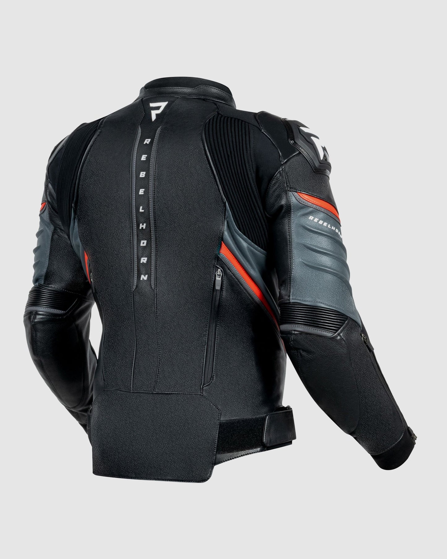 Veloce Blouson Moto Cuir Gris Rouge