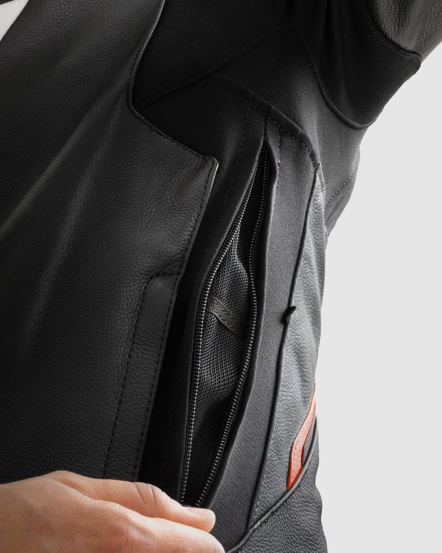 Veloce Blouson Moto Cuir Gris Rouge