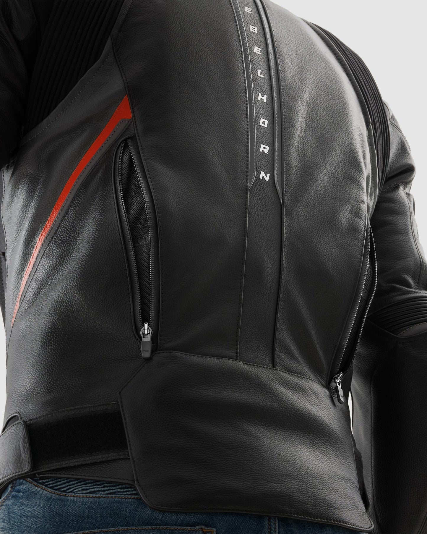 Veloce Blouson Moto Cuir Gris Rouge