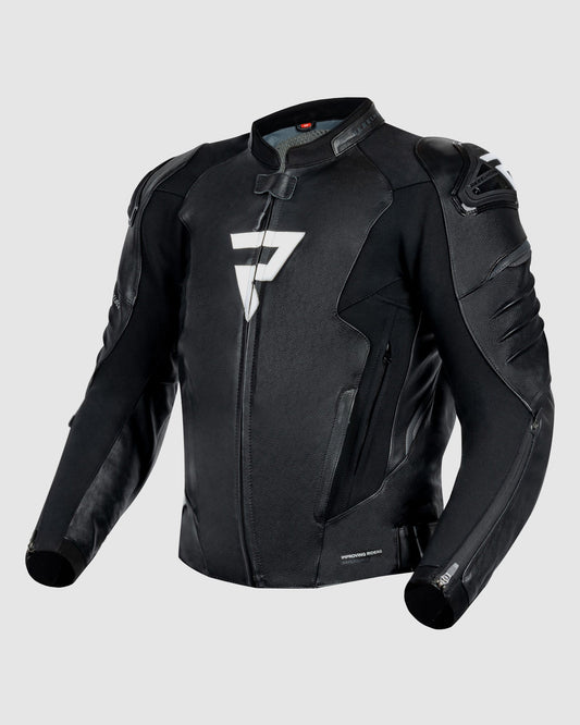 Veloce Blouson Moto Cuir Noir Blanc