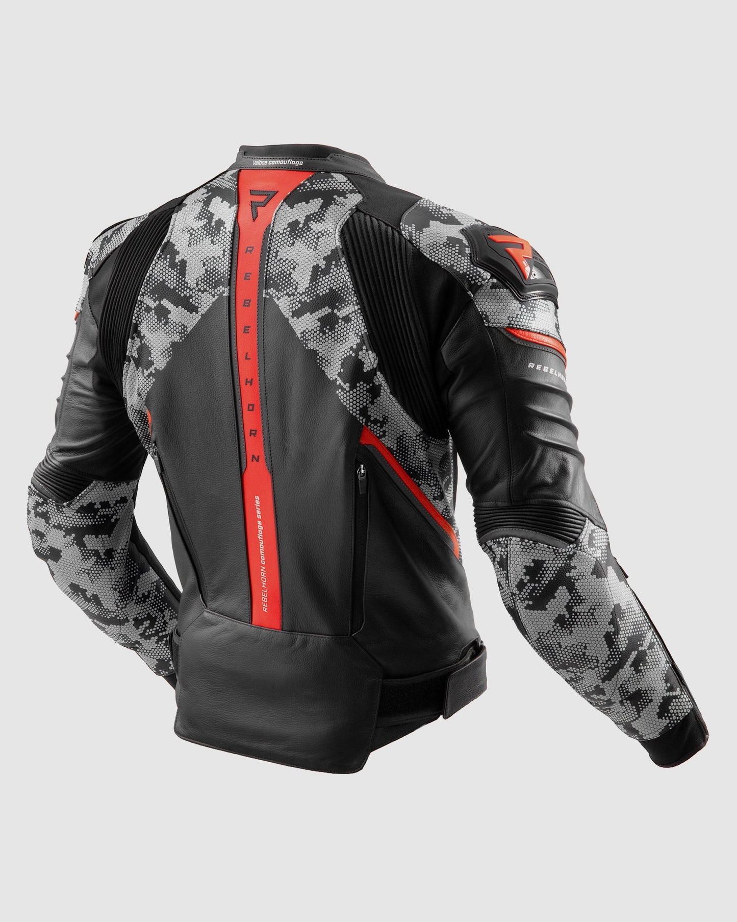 Veloce Blouson Moto Cuir Camo Gris