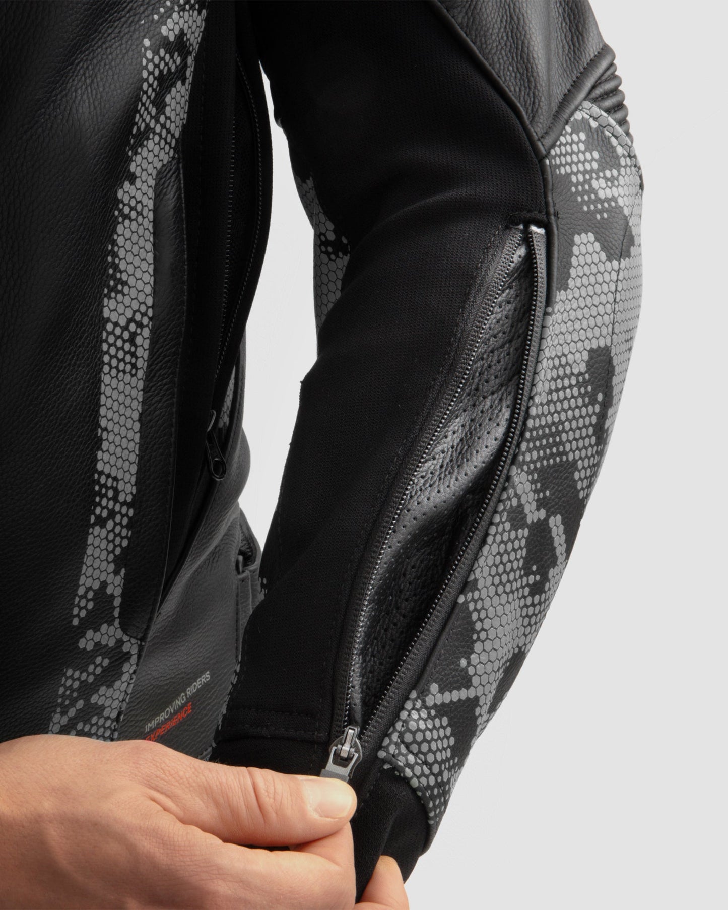 Veloce Blouson Moto Cuir Camo Gris