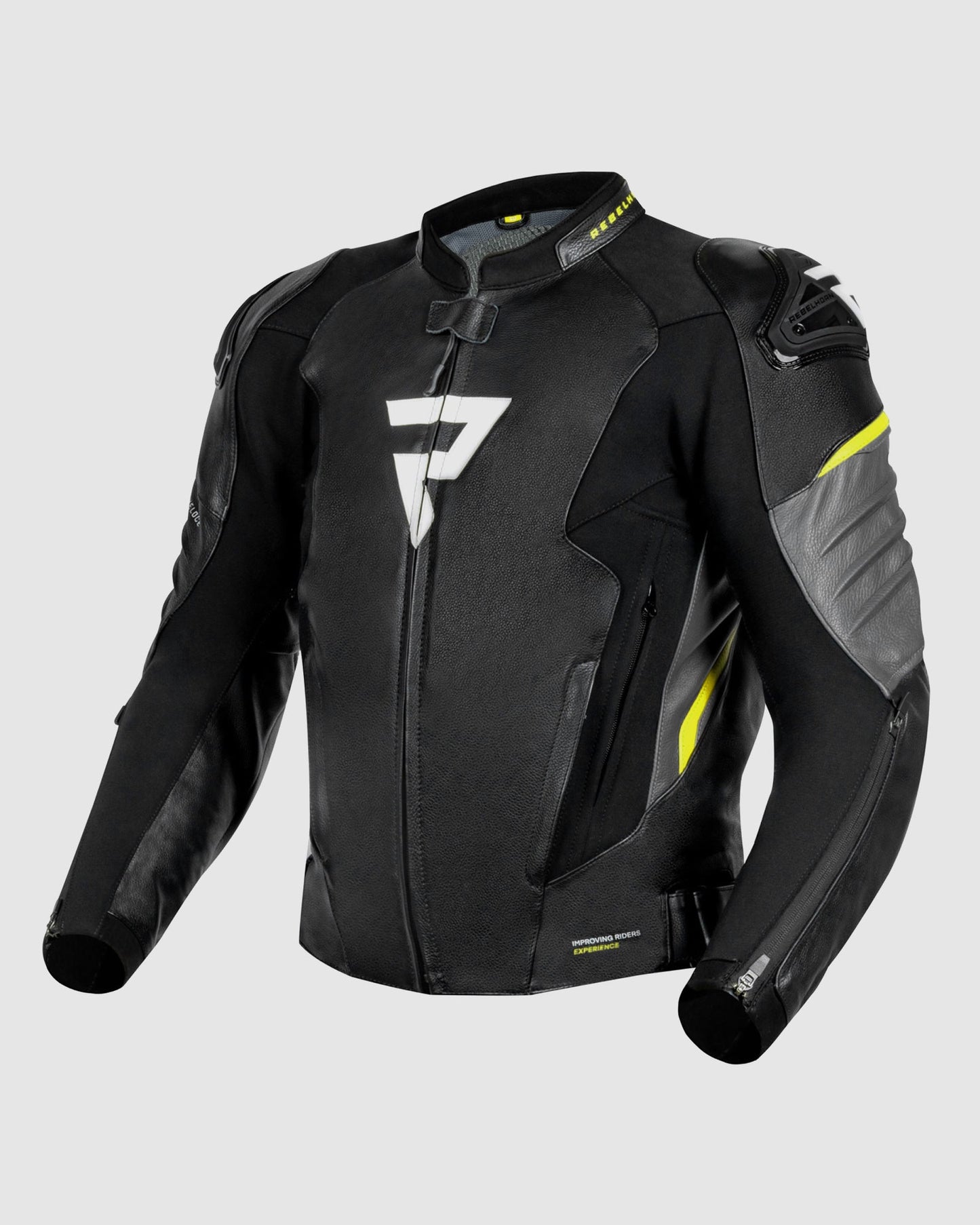 Veloce Blouson Moto Cuir Jaune Fluo