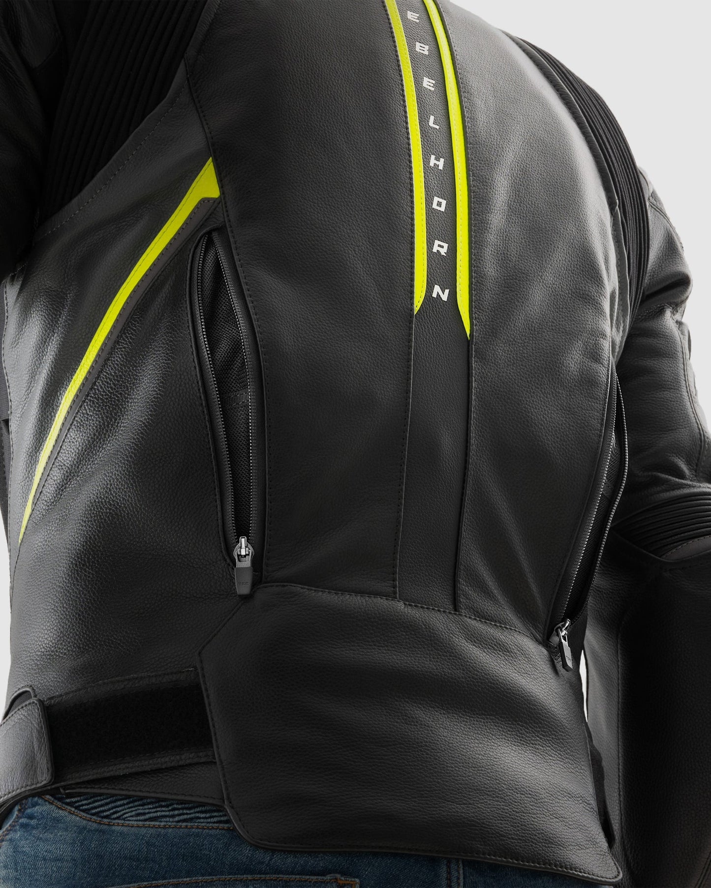 Veloce Blouson Moto Cuir Jaune Fluo