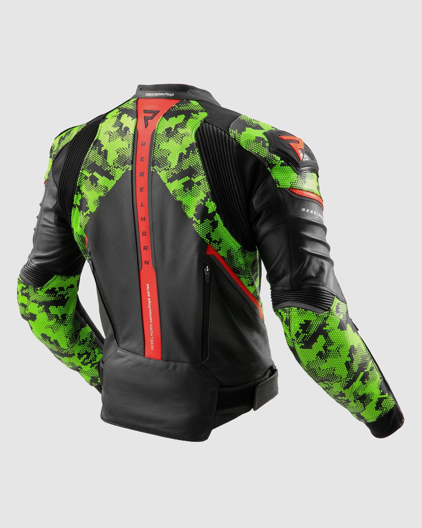 Veloce Blouson Moto Cuir Camo Vert