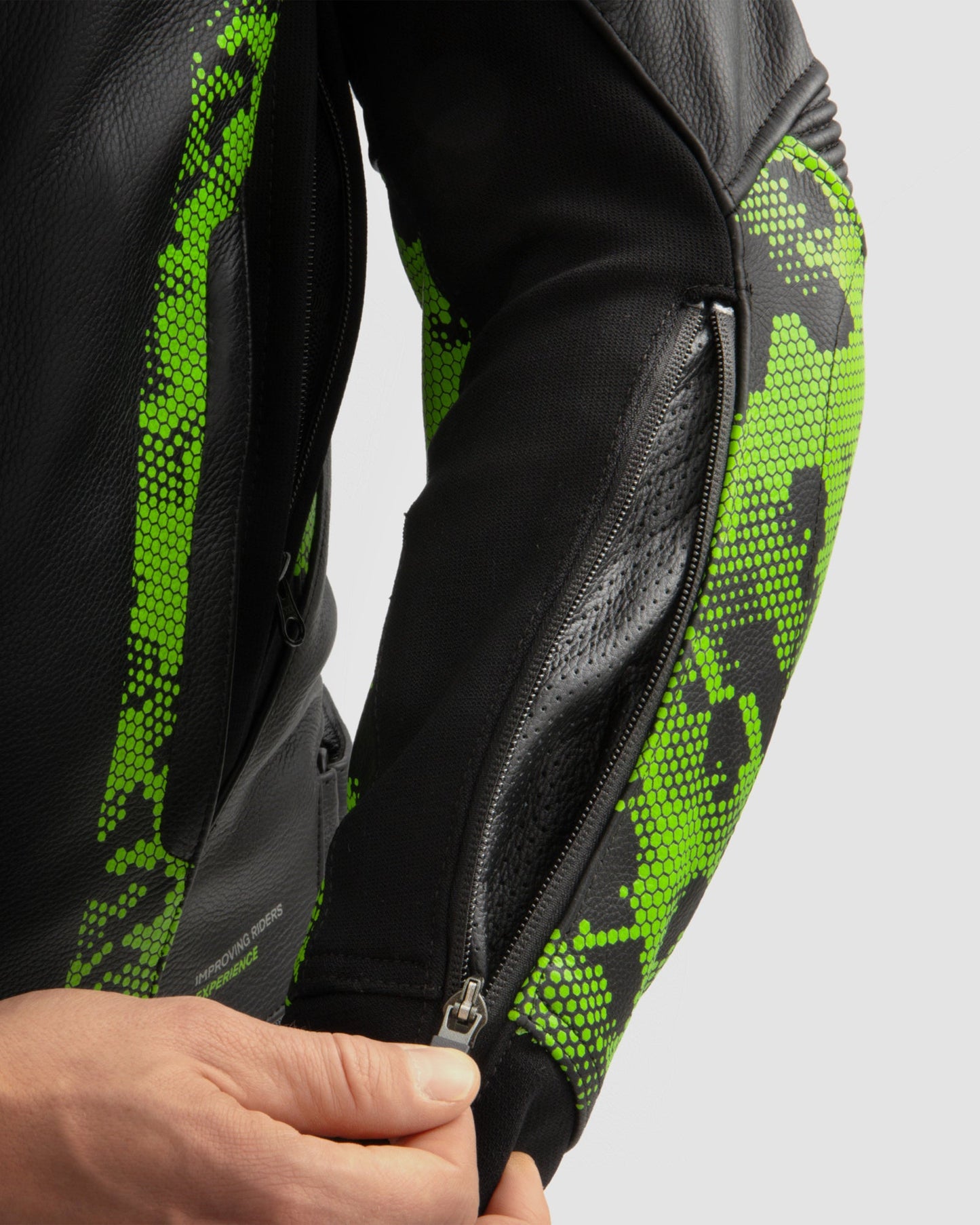 Veloce Blouson Moto Cuir Camo Vert