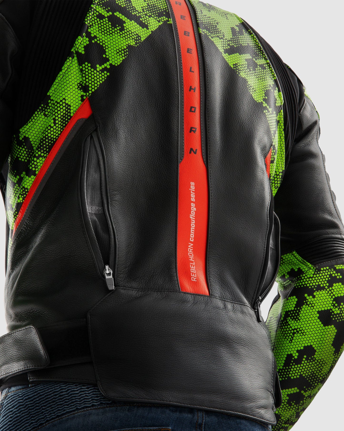 Veloce Blouson Moto Cuir Camo Vert