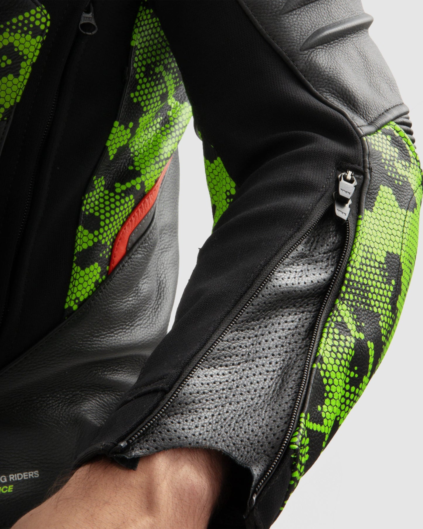 Veloce Blouson Moto Cuir Camo Vert