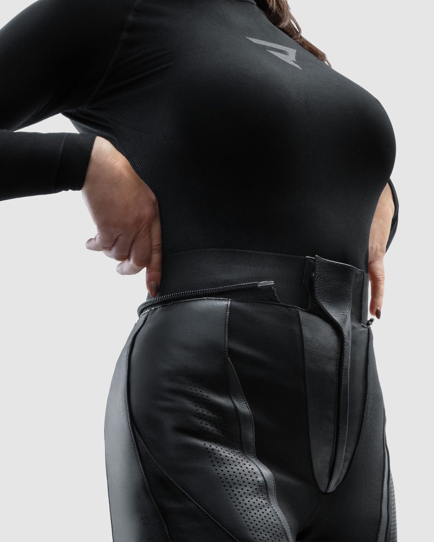 Diva Pantalon Moto Femme Noir Jambe Longue