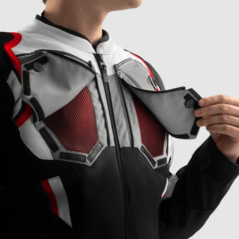 Borg II Noir/Gris/Rouge Veste Moto