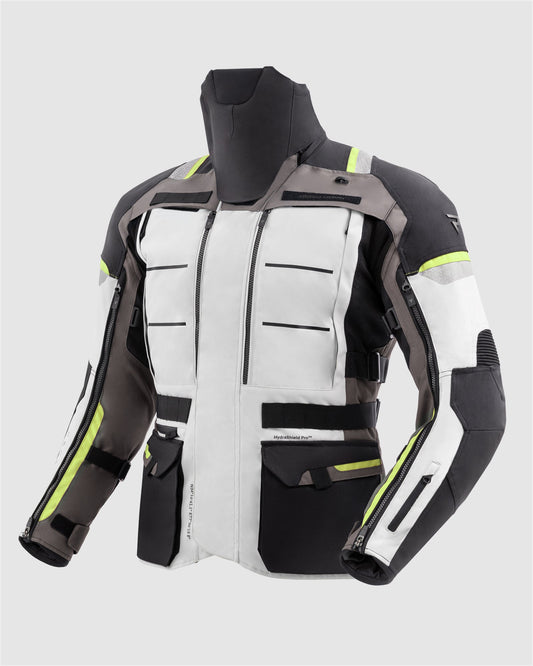 Cubby V Blouson Moto Clair Gris, Jaune Fluo