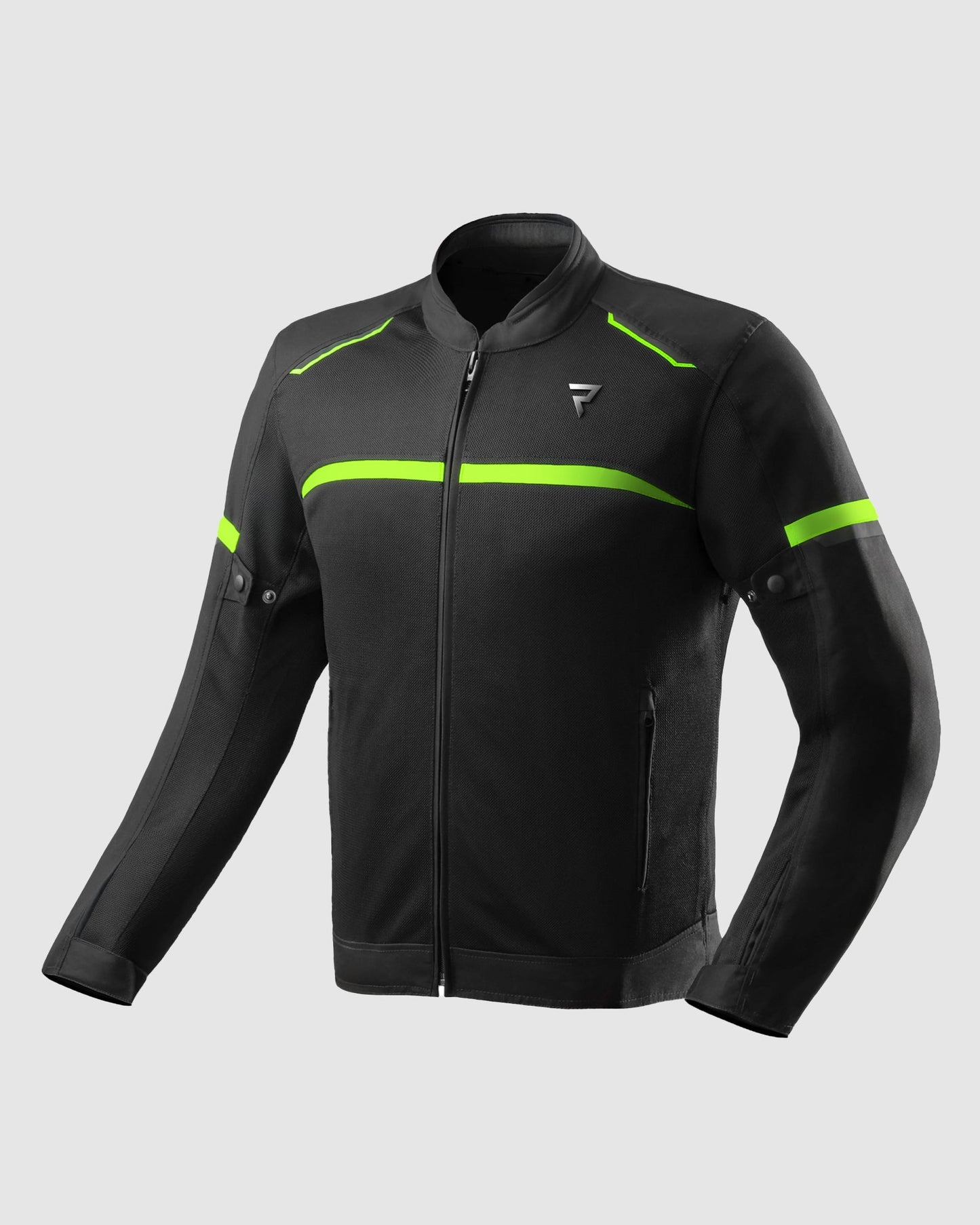 Echo Blouson Moto Noir, Jaune Fluo