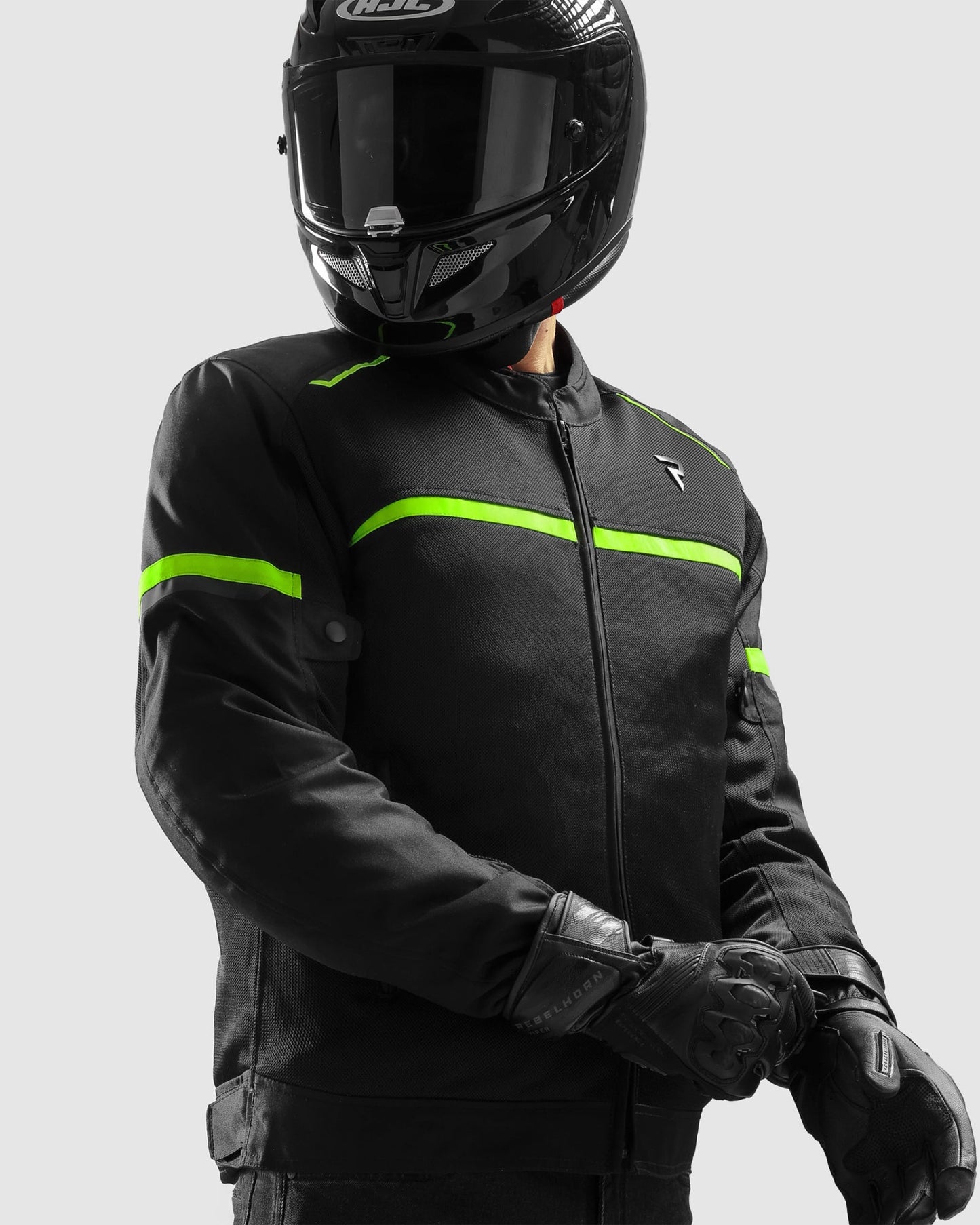Echo Blouson Moto Noir, Jaune Fluo