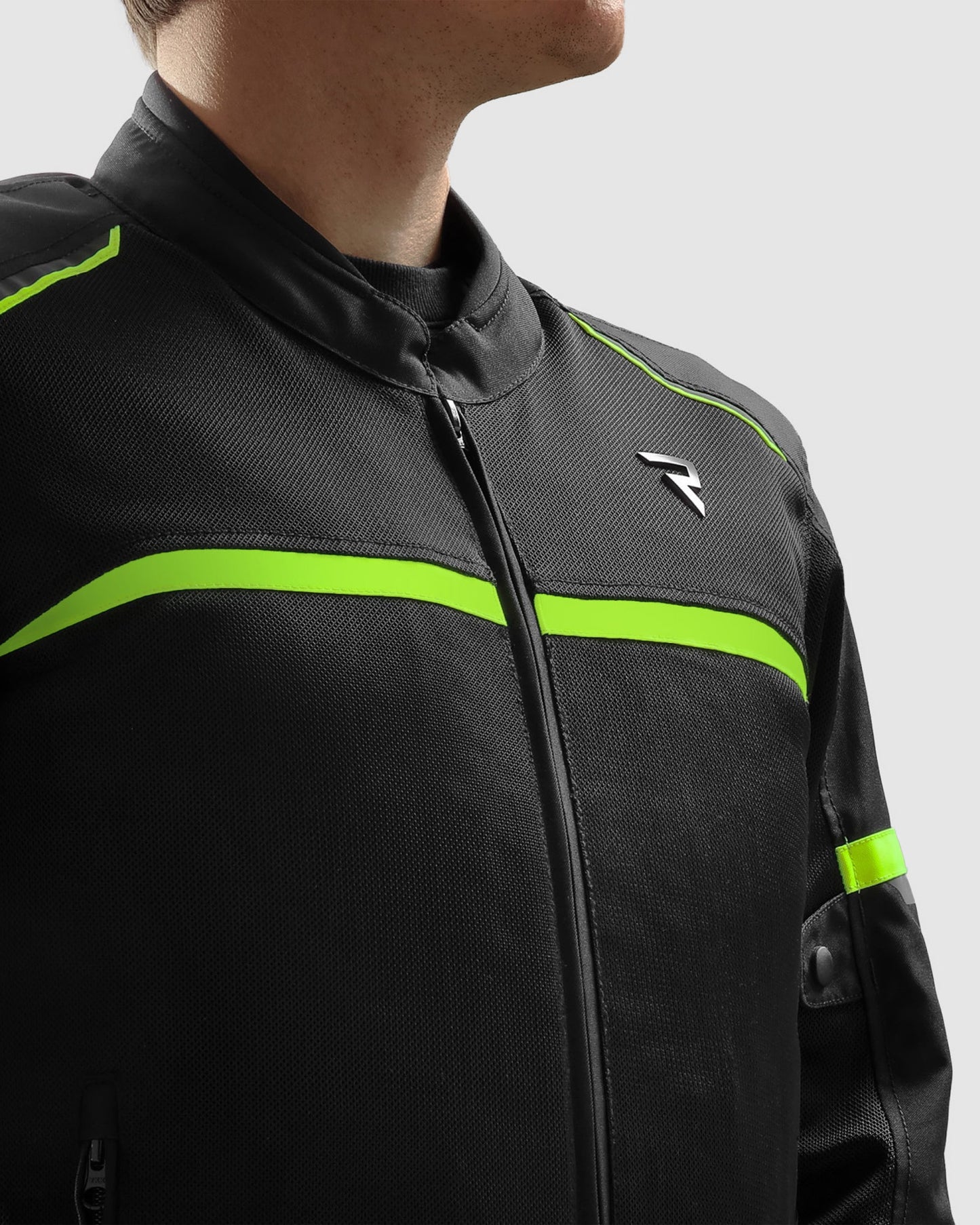 Echo Blouson Moto Noir, Jaune Fluo