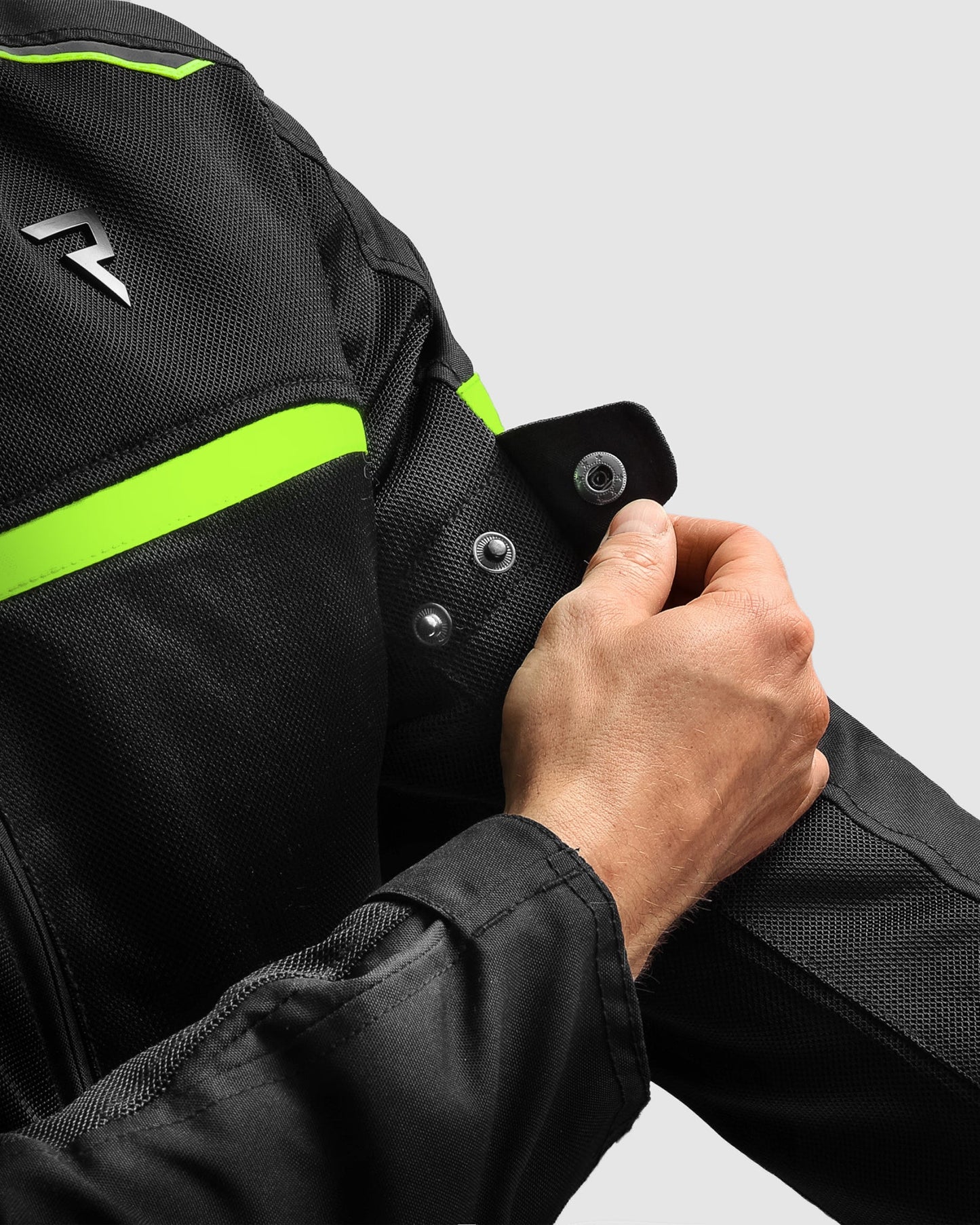 Echo Blouson Moto Noir, Jaune Fluo
