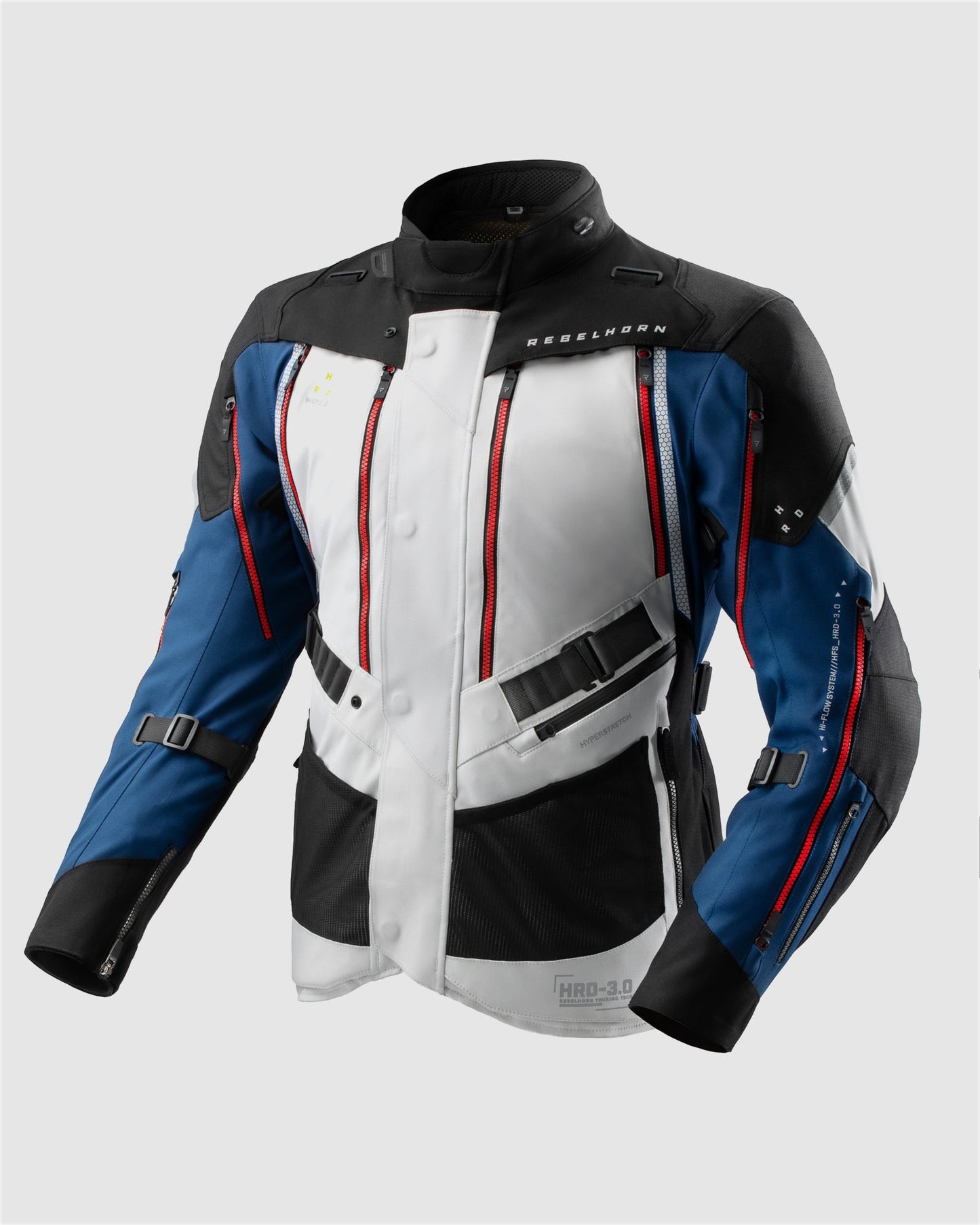 Hardy 3.0 Blouson Moto Gris, Bleu, Rouge