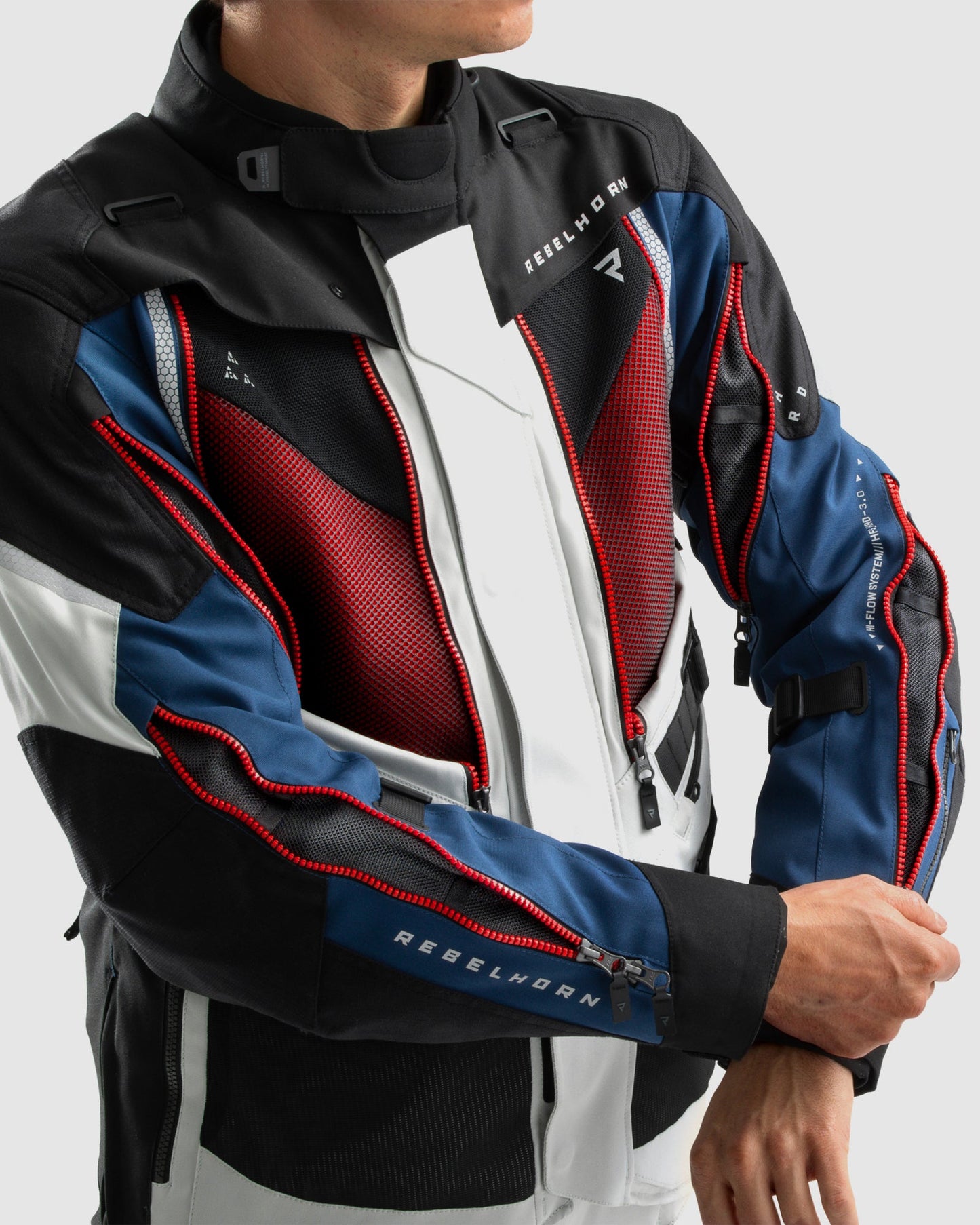 Hardy 3.0 Blouson Moto Gris, Bleu, Rouge
