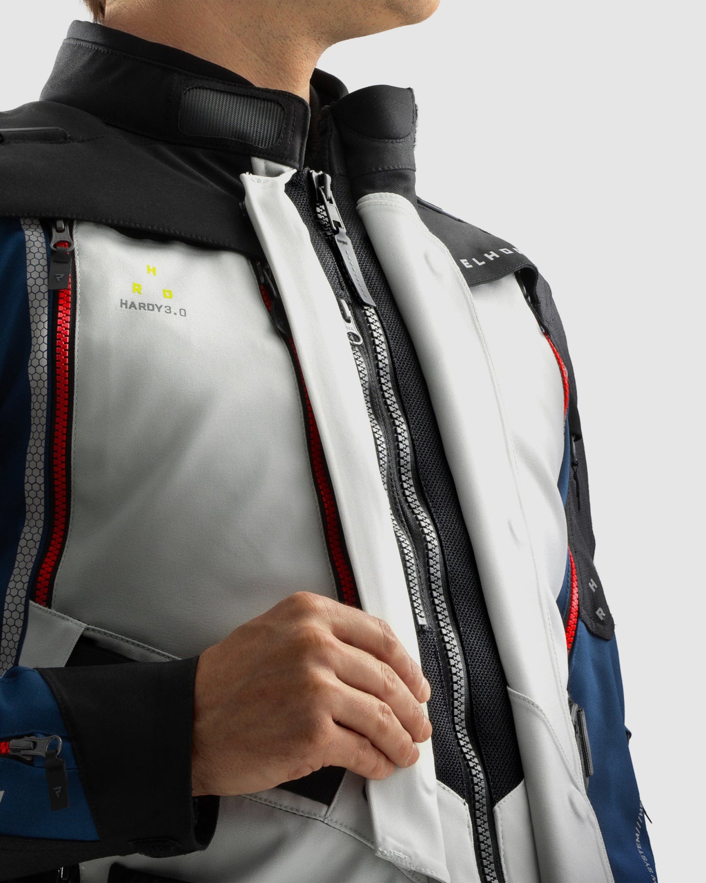 Hardy 3.0 Blouson Moto Gris, Bleu, Rouge