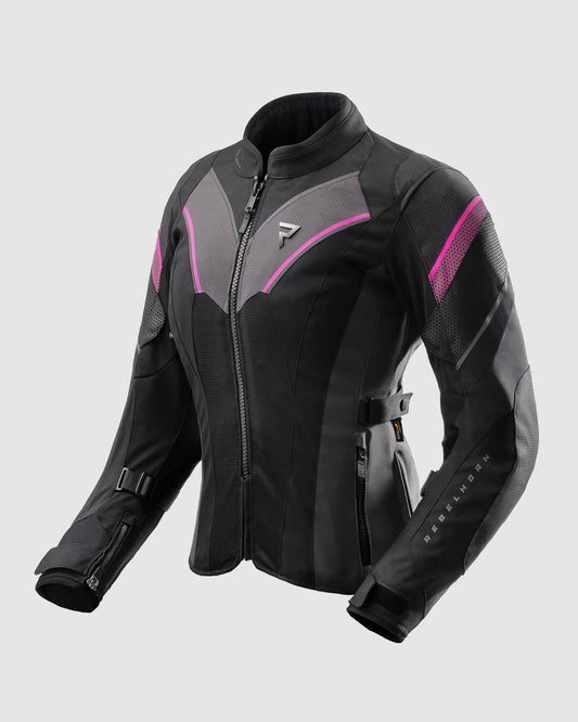 Hiflow V Femme Blouson Moto Noir, Rose