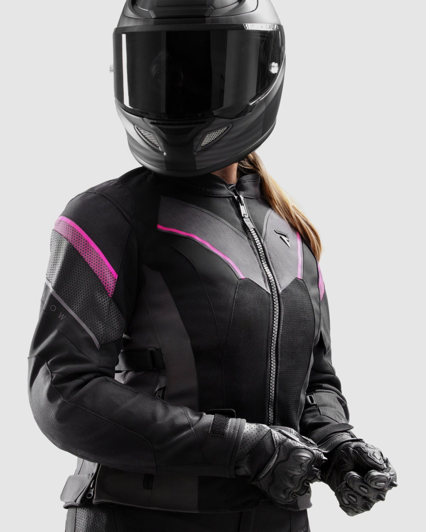 Hiflow V Femme Blouson Moto Noir, Rose
