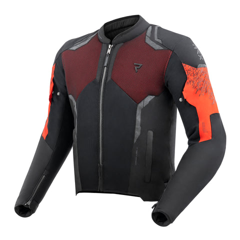 Jax Black Red Veste Moto Textile