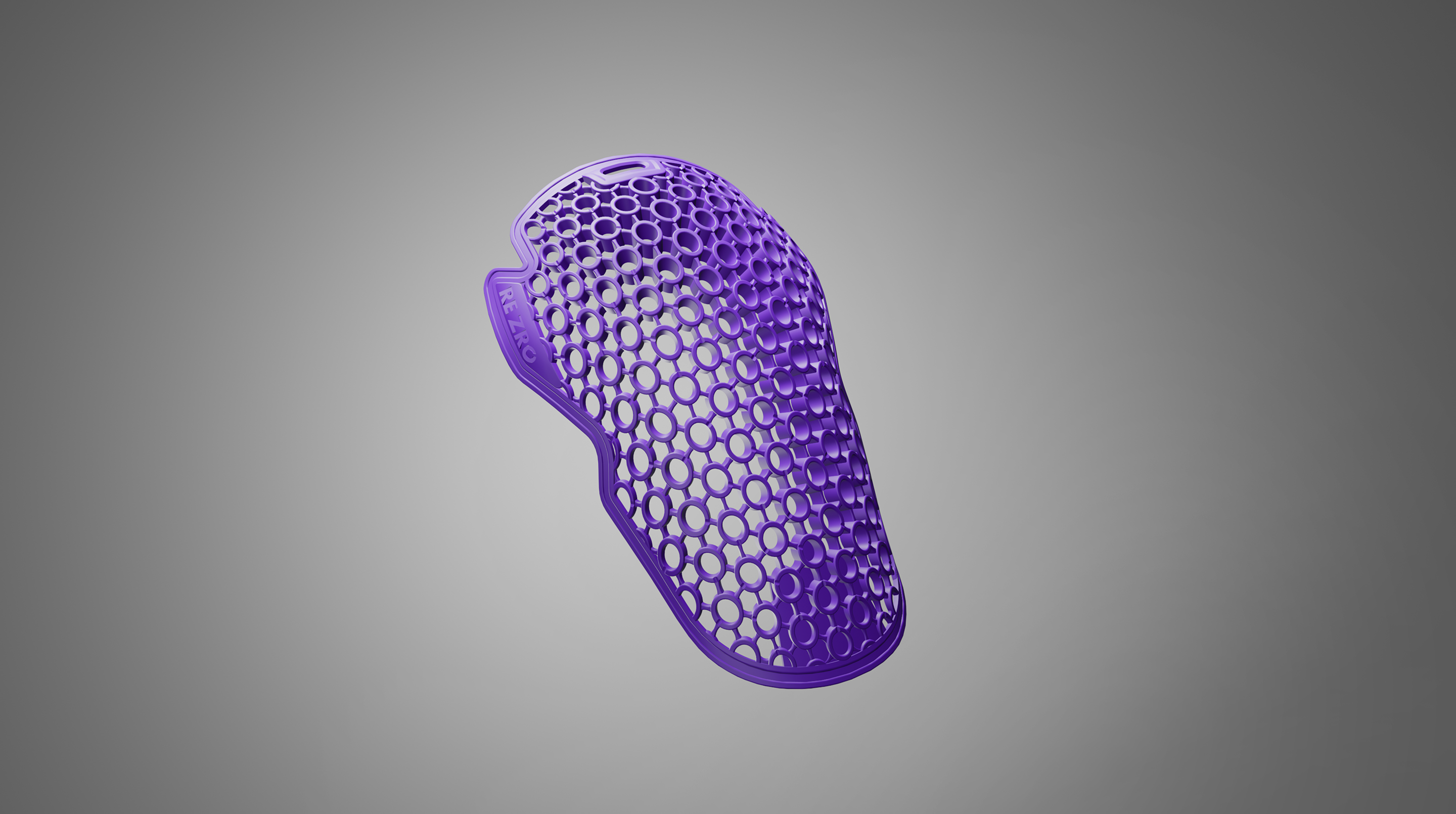 Purple honeycomb-patterned object on a gray background